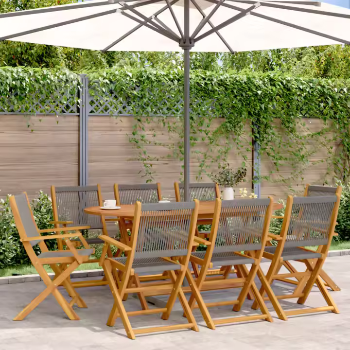 vidaXL Sillas de jardín plegables 8 uds madera maciza acacia gris - 1