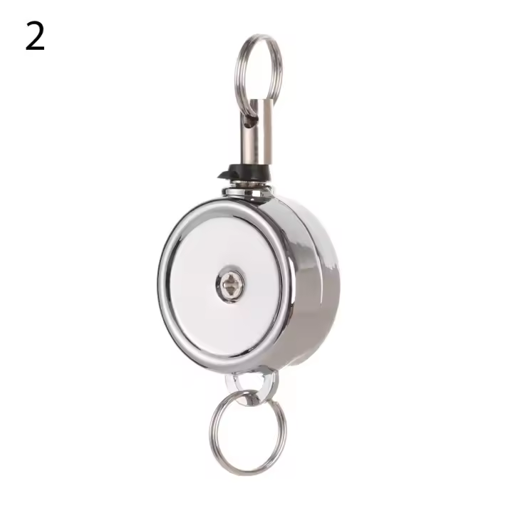 1pc Porta Tarjeta De Identificación Retráctil Cromo Metal Porta Pasaporte De Puerta Cadena De Trabajo Llavero Accesorios Para Tarjetas De Identificación - 1