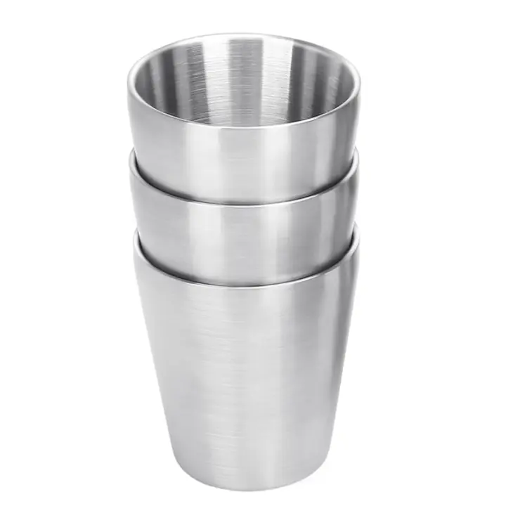 Juego De 3 Copas De Acero Inoxidable 304 Para Exteriores Y Camping Copas Plegables Portátiles Para Viajes Y Café Herramienta De Aventura Al Aire Libre - 1