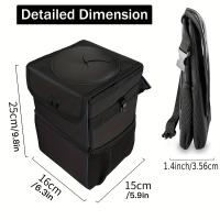 Bandeja De Basura Para Coche Con Tapa Y Bolsillos De Almacenamiento 100% Sellado Garrafa De Basura Impermeable Organizador Multifuncional Para Coche Material ABS Forma Cuadrada - details 3
