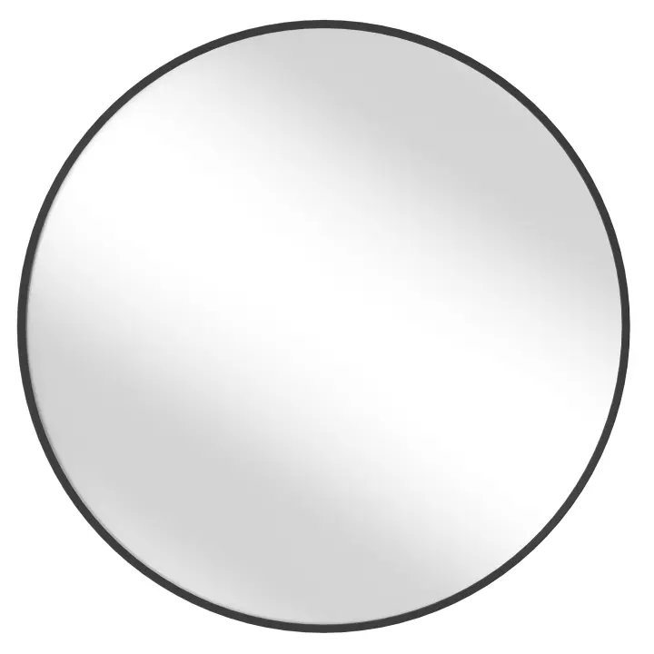 SONGMICS Espejo Redondo, Espejo de Baño para Pared de 61 Cm, Marco de Metal, Fácil Montaje, Espejo de Pared Moderno para Baño, Sala de Estar, Dormitorio, Entrada, Pasillo, Negro Tinta - 1