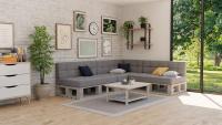Cojines para paletas Cojines Acolchados con Botones, Cojines para paletas Cojín de Asiento Cojín de Respaldo PFG Acolchado (Set (Cojín del Asiento 120x80 +Respaldo 120x40), Gris) - details 1