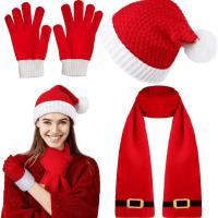 Nueva Bufanda De Navidad Con Pelota De Pelo Conjunto De Invierno Caliente Para Mujer Incluye Gorro Y Guantes Esencial Para El Frío - details 2