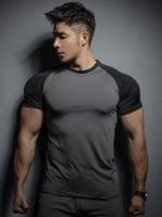 Camiseta De Compresión Para Hombre Verano Manga Corta Fitness Running Deporte Gimnasio Casual Alta Calidad Ropa Transpirable Y De Secado Rápido - details 3