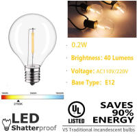 Guirnalda de luces LED para exterior, 7,6 m, G40, para jardín, 10 bombillas irrompibles, lámpara colgante esférica impermeable para patio, porche, bistró, balcón, decoración, casquillo E12. - details 3