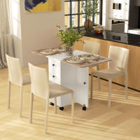 HOMCOM Mesa Plegable de Comedor Mesa de Cocina Plegable con Ruedas Alas Abatibles Cajones y Armario Mesa Plegable para 4-6 Personas 120x60x76,5 cm - details 5