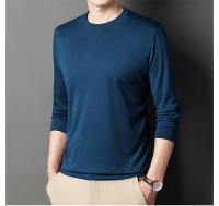 Camiseta De Manga Larga Para Hombre En Color Sólido Cuello Redondo Camisa Polo Casual Algodón Transpirable Para Primavera Y Otoño - details 3