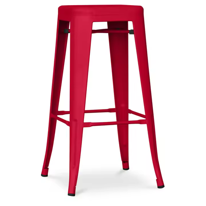 ORION91 Taburete Alto BETA Acero Apilable 76cm Color Rojo Bar Hostelería Pub Restaurante Comedor Oficina Salón Teletrabajo Cocina - SpazioLuzio - 1