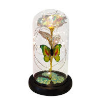 Lámpara De Rosas Artificiales Con LED Colores Y Mariposa En Vidrio Regalo Para Mujeres Luz De Galaxia Rosa Artificial Con Mariposa Y LED Colorido - details 5