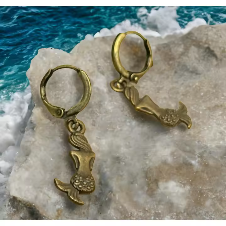 Aretes de sirena,  Ocean Woman. Pendientes sirena, sirenita, joyas de sirena, aros, aritos, sirena, pendientes con sirena, aros veraniegos. - 1