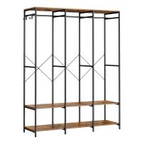 Armario de ropa portátil plegable, perchero con barras de colgar, estantes y ganchos extraíbles, organizador versátil, color marrón rústico o beige natural - details 5