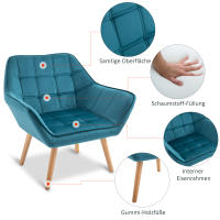Sillón chaise longue individual, terciopelo, Pitas elevadas, aterciopelado poliéster, estilo esbandinava, 64x62x72,5 cm - details 4