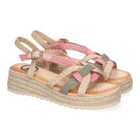 PuntoSalao Sandalias de plataforma en yute cómoda para mujer color rosa KK-986 - details 0