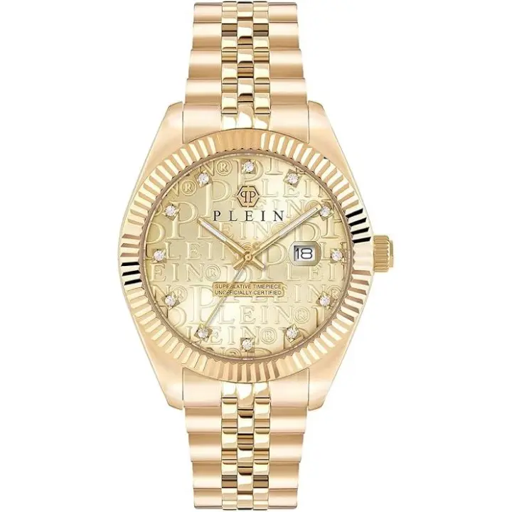 Reloj Philipp Plein Hombre Analógico Cuarzo Fecha Superlativo Gent, Caja 41mm, Correa Acero Dorado Ref: PWMFA0525 - 1