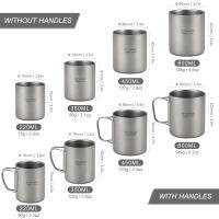 TOMSHOO Taza De Café Y Té De Titanio De Doble Pared 220/350/450/600ml Para Uso En Casa Oficina Exterior Camping Y Senderismo - details 25