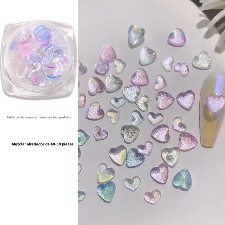Adornos De Uñas 3D Misscheering Charms De Corazón En Amor Piedras De Cristal Naturales Para Decoración De Uñas DIY Accesorios De Uñas - 1