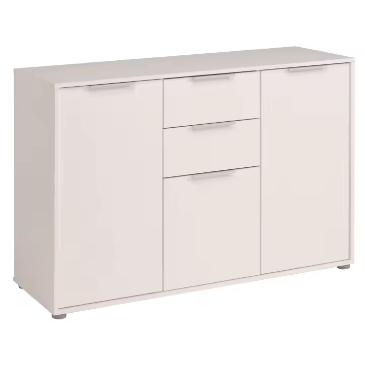 Aparador Salón Alex 2 Cajones 3 Puertas 2 Estantes 120cm Melamina Blanco Mate Mueble de Comedor - 1