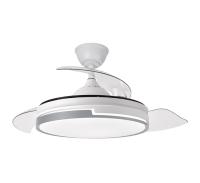 FABRILAMP Ventilador Motor Dc Papiro 59w Blanco/gris 3aspas desplegables,6velocidades ajustables 107D 6980Lum 3000-4000-6000k,Remot+mem+tempo . Incluye mando a distancia y dos tijas de 10 y 25 centímetro Productos originales calidad de confianza - details 6