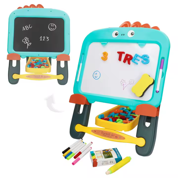 COLORBABY - Pizarra magnética infantil 2 en 1, tizas, rotuladores, letras y números, portatizas y borrador, regalo niña 3 años, pizarras infantiles, juguetes educativos, juegos para aprender los números, aprender las letras - 1