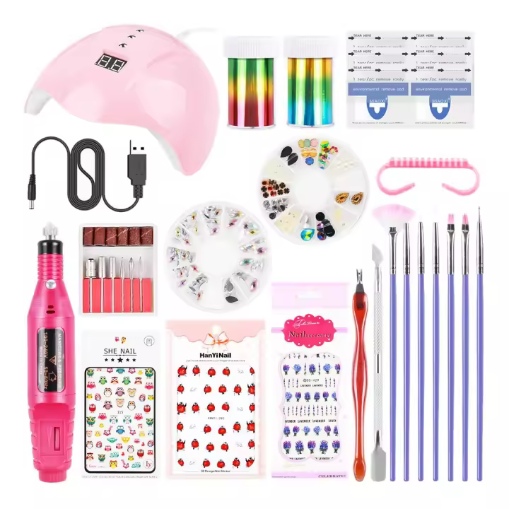 Kit de Gel de Uñas Acrílico Lámpara de Uñas Herramientas de Arte de Uñas Mejora de Esmalte UV Extensiones de Uñas Equipo de Belleza - 1