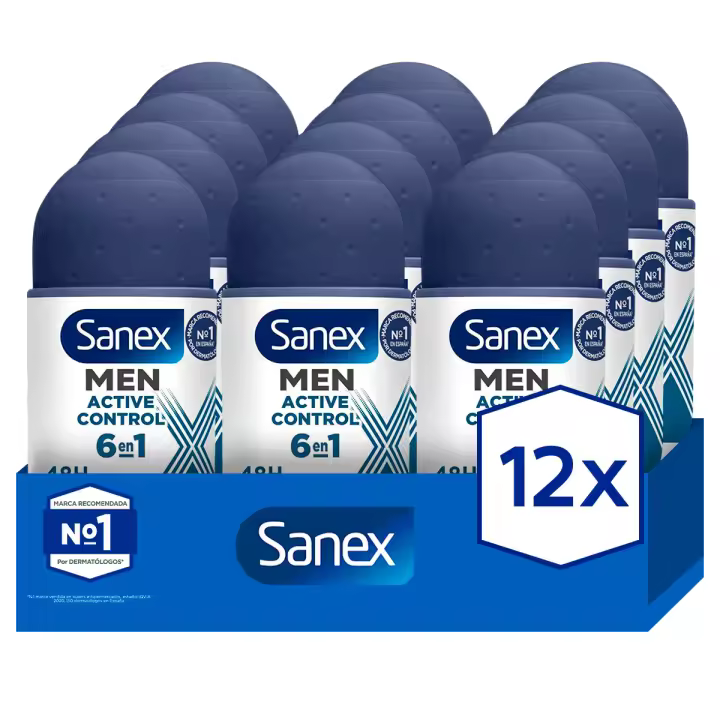Desodorante roll-on para hombre Sanex Men Active Control 48h antitranspirante 50ml Pack de 12 - 1