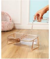 Tazón Doble Para Gatos Con Soporte Antideslizante Transparente Tazón De Agua Para Perros Y Gatos Alimentador De Animales - details 5