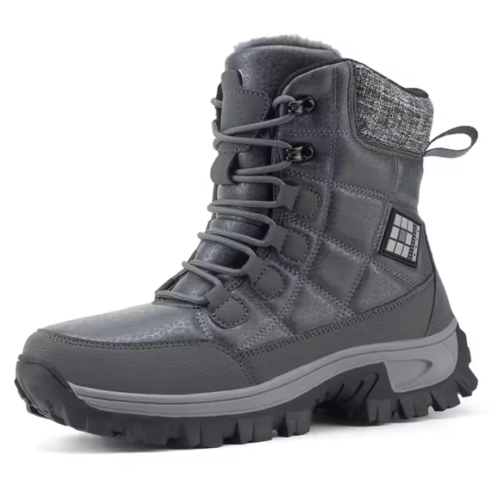 Botas De Nieve Para Hombre Con Lazo Alto Tejido De Microfibra Impermeable Antideslizante Para Exteriores Botines De Invierno Con Suela De Goma Talla Verdadera - 1