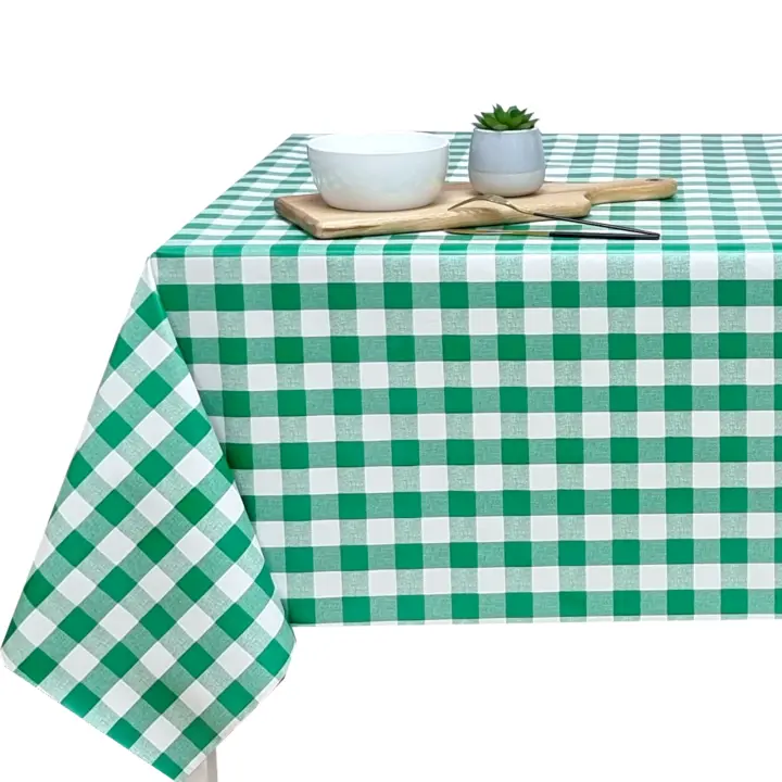 hule mesa rectangular, manteles mesa, mantel, mantel hule, mesa comedor, mantel mesa rectangular, mantel pvc mesa rectangular, Cocina y Comedor, Fácil de limpiar, Impermeable, Lavable, Fiesta, Primavera, Cuadro Verde, Cuadros, Vicky 11405 - 1