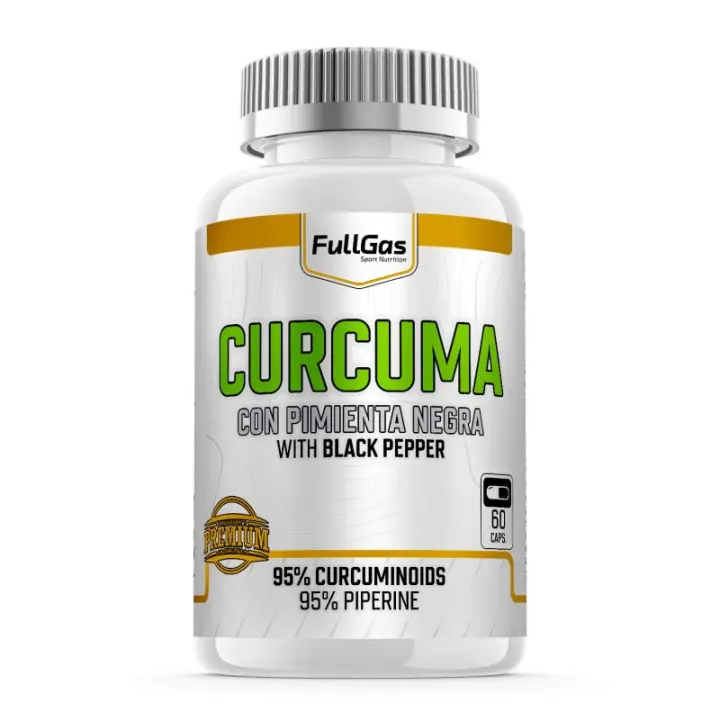 Cúrcuma con pimienta negra  60 capsulas - Fórmula sinérgica que combina 300 mg de extracto seco de cúrcuma y BioPerine®, el extracto de pimienta negra líder. Alta biodisponibilidad. 100% vegano, sin gluten ni lactosa. - 1