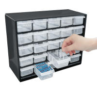 Caja De Herramientas Plástica Multi-Grid 25 Compartimentos Para Almacenamiento De Componentes Electrónicos Y Tornillos Pared Montado Organizador De Partes De Cajones - details 1