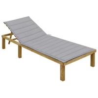 vidaXL Tumbona con cojín madera de pino impregnada en color Negro/Verde brillante/Estampado cuadros rojos y más | acolchados duraderos para sofás de jardín terraza exterior - details 7
