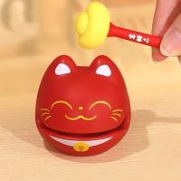 1 Pc Zen Block Drum Mokugyo En Forma De Gato Afortunado Adorno De Madera Para Templo Juguete De Percusión Ornamento Budista De Meditación - details 5