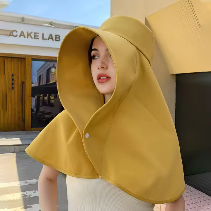 Sombrero De Protección Solar Para Mujeres Gran Pañuelo De Playa Con Sombrilla Unisex Para Exteriores Primavera Y Verano Estilo Casual - 1