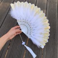 Abanico Plegable De Plumas Lolita Para Mujer Estilo Gótico Oscuro Decoración De Fiesta Y Boda Accesorio De Fotografía - details 6