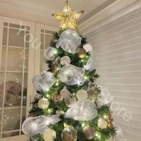 Cinta De Decoración Para Navidad 26cm 10 Yardas Dorada Y Plateada Mesh DIY Para Arbolito De Navidad Regalo De Boda - details 4