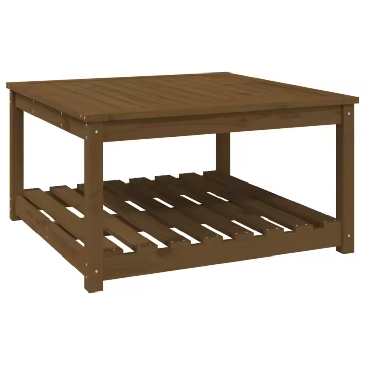 Mesa de Jardín Madera maciza Pino marron Miel 82,5x82,5x45 cm - 1