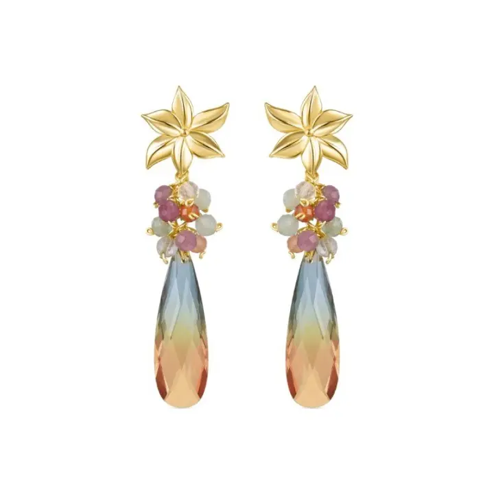 Pendientes Ridte Cuarzo Hidrotermal Turmalina acabados en Oro Luxenter EXA534Y248 - 1