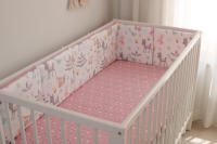 LALA - Ropa de Cama para Cuna de Bebe, ropa de Cama para Nuevo nasido, Valla anticolisión para Bebé, Algodón Puro, Zorro Rosa, 30x30x6, Pieza Enter Lavada. - details 0