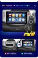 AWESAFE inalámbrico CarPlay Android Auto Radio para HONDA FIT JAZZ 2007 2008 2009 2010 2011 2012 2013 coche reproductor multimedia GPS 2 din autoradio volante controles RDS Bluetooth - details 3