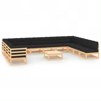 VIDAXL 3083852 conjunto de muebles para jardín con 13 piezas fabricadas en madera en color gris antracita vida xl - 1