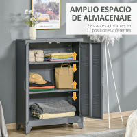 HOMCOM Armario Metálico de Almacenamiento con Doble Puerta de Bisagras y 2 Baldas Ajustables Multiusos para Oficina Salón Dormitorio 75x33x110 cm Gris - details 3