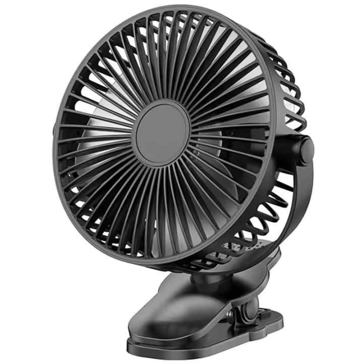 Ventilador portátil por USB, miniventrador with clip de esritorio, 360 Grados, 5 velocidades, Silencioso, Con Viento Fuerte, para el hogar y la Oficina, color Negro - 1