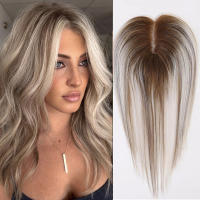 Extensiones De Cabello Humano 100% Remy Ash Gris Marrón 12 Pulgadas Recto Con Base De Encaje Para Mujeres Piezas De Cabello - details 1