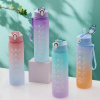 Botella De Agua Deportiva Con Tira De Correa Y Pajita Escala Espacial Gradiente Color Aesthetic High Value Reutilizable Para Estudiantes Y Adultos - details 0