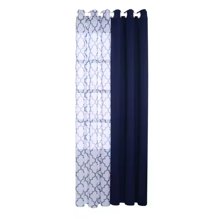 2 PCS Cortinas Morocanas Transparentes Y Cortinas De Bloqueo Para Dormitorio Sala De Estar Grommet Ventana Modernas Poliéster 100% - 1