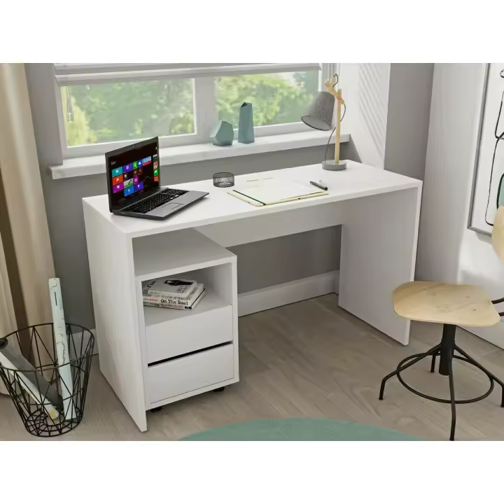 Mesa de oficina Austin BH102 , Muebles ES, Con cajones, Blanco, 130 x 75 x 50cm - 1