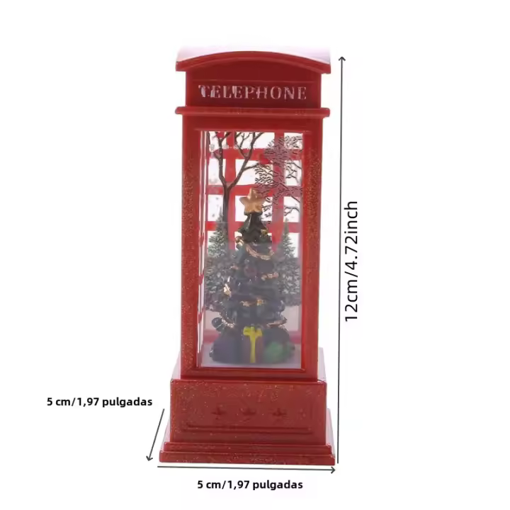 1Pc Teléfono Rojo Navideño Con Luz Y Decoración De Santa Figura De Globito Navideño Temático Iluminado Para Decoración De Navidad - 1