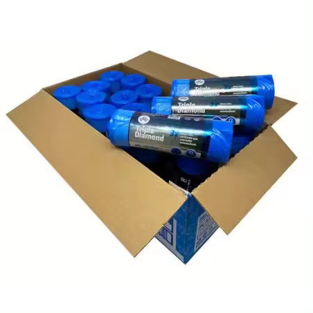 PLASBEL Bolsas de Basura Autocierre 50L Triple Diamond Azul - Caja 180 Bolsas - 1