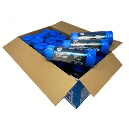 PLASBEL Bolsas de Basura Autocierre 50L Triple Diamond Azul - Caja 180 Bolsas - 1
