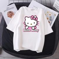 Camiseta Sanrio Hello Kitty Aranyos Rajzfilm Mintás Vaselina Poliéster Algodón Cuello Redondo Manga Corta Estilo Casual Joven - details 1